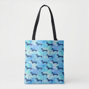 Tote Bag Motif bleu de teckel d'aquarelle de parties