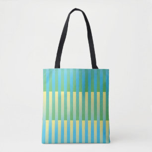 Tote Bag Motif bleu jaune vert rayé