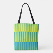 Tote Bag Motif bleu jaune vert rayé (Dos)