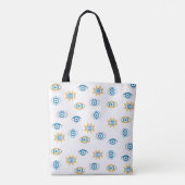 Tote Bag Motif bleu, or et blanc de l'oeil grec Mati (Dos)