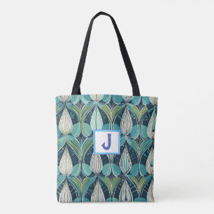 Tote Bag Motif bleu vert du milieu du siècle atomique