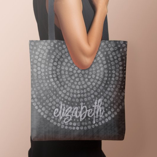 Tote Bag Motif Boho Dot moderne avec nom de script bounce