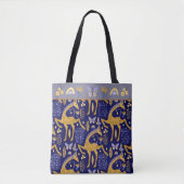 Tote Bag Motif Boho Giraffe Or Bleu (Devant)