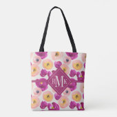 Tote Bag Motif botanique d'aquarelle du monogramme | (Dos)
