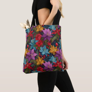 Tote Bag Motif botanique de Noël festif