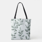 Tote Bag Motif botanique vert monogramme (Dos)