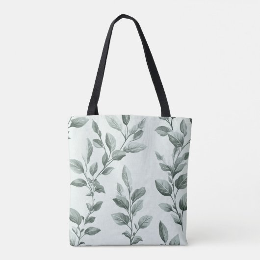 Tote Bag Motif botanique vert monogramme (Dos)