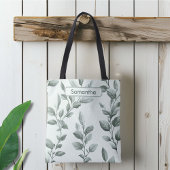 Tote Bag Motif botanique vert monogramme