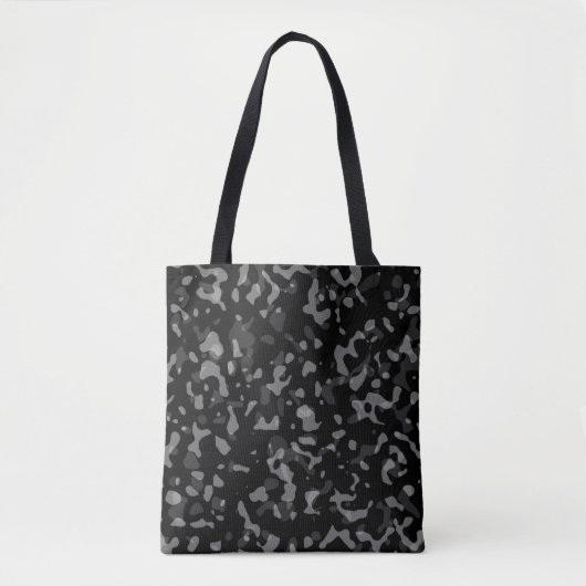 Tote Bag Motif branché de camouflage noir et gris (Devant)