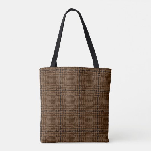 Tote Bag Motif Brown Houndstooth Glen Check (Dos)
