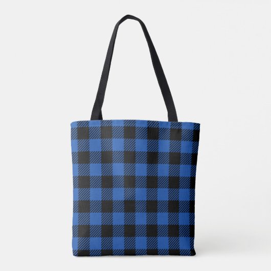 Tote Bag Motif Buffalo À damiers noir et bleu (Dos)