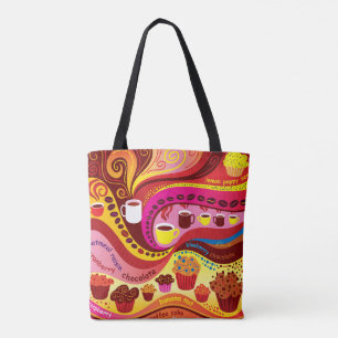 Tote Bag Motif café et muffins