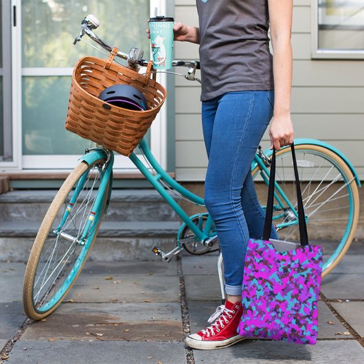 Tote Bag Motif Camo magenta rose turquoise