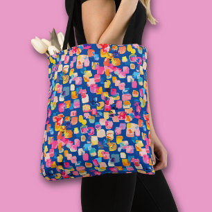 Tote Bag Motif carré abstrait peint de couleurs vives