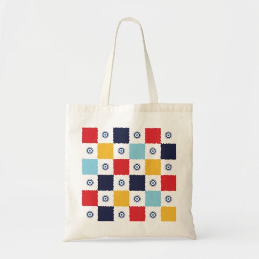 Tote Bag Motif Carré coloré des yeux grecs (Devant)