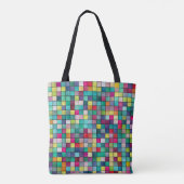 Tote Bag Motif carré géométrique en mosaïque colorée (Dos)