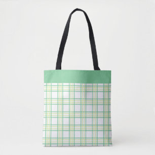 Tote Bag Motif carreaux vert citron Préppy Moderne