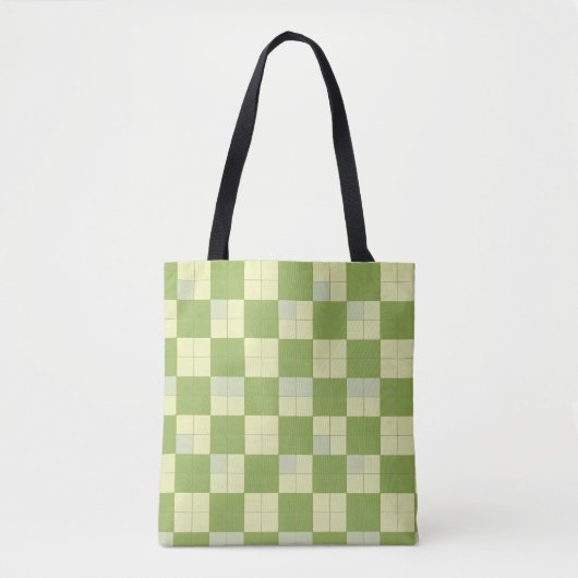 Tote Bag Motif Carrelage vert et crème À damiers (Devant)