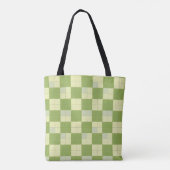 Tote Bag Motif Carrelage vert et crème À damiers (Dos)