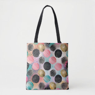 Tote Bag Motif Cercle Abstrait - avec Parties scintillant e