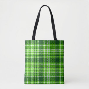 Tote Bag Motif Checkered de couleur verte