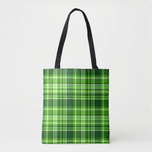 Tote Bag Motif Checkered de couleur verte (Devant)