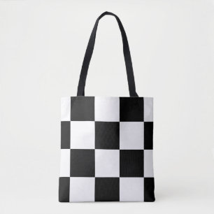 Tote Bag Motif Checkered moderne noir et blanc