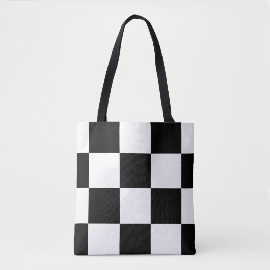 Tote Bag Motif Checkered moderne noir et blanc (Devant)