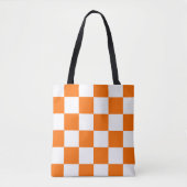 Tote Bag Motif chèque À damiers blanc orange (Devant)