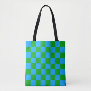 Tote Bag Motif chèque À damiers bleu vert