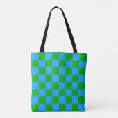 Tote Bag Motif chèque À damiers bleu vert (Dos)