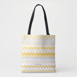 Tote Bag Motif Chevron Ikat Jaune Nom Personnalisé
