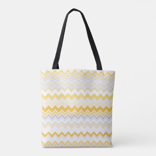 Tote Bag Motif Chevron Ikat Jaune Nom Personnalisé (Dos)