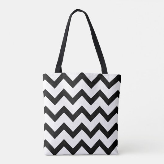 Tote Bag Motif Chevron noir et blanc simple (Dos)