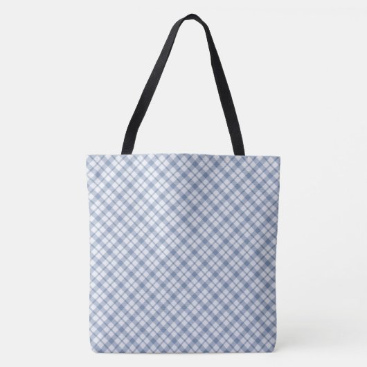 Tote Bag Motif chic Indigo bleu et blanc Preppy Check (Devant)