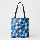 Tote Bag Motif circulaire bleu et crème - Abstrait moderne (Devant)