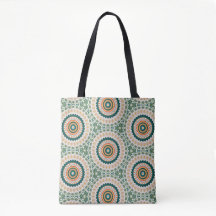 Motif circulaire bohème chic vert orange et bleu
