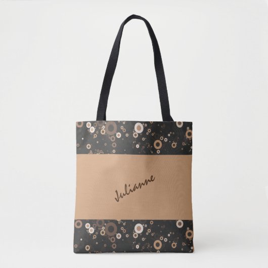 Tote Bag Motif circulaire Brown et beige rétro (Devant)