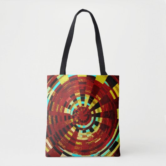Tote Bag Motif circulaire Brown rouge rouge bleu jaune rétr (Devant)
