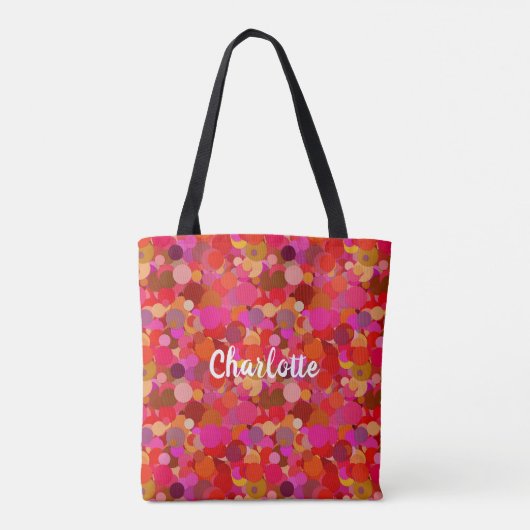 Tote Bag Motif circulaire rouge et rose rétro (Dos)