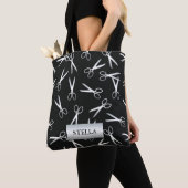 Tote Bag Motif ciseaux argent | Nom personnalisé (De près)