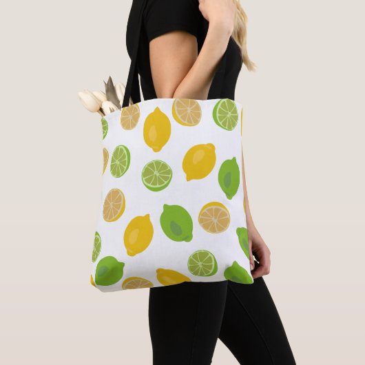 Tote Bag Motif citron et citron vert (De près)