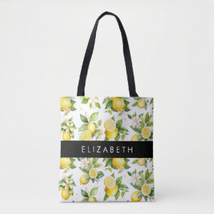 Tote Bag Motif citron, Fleurs de citron, Feuilles, Votre No