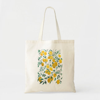 Tote Bag motif citron jaune aquarelle