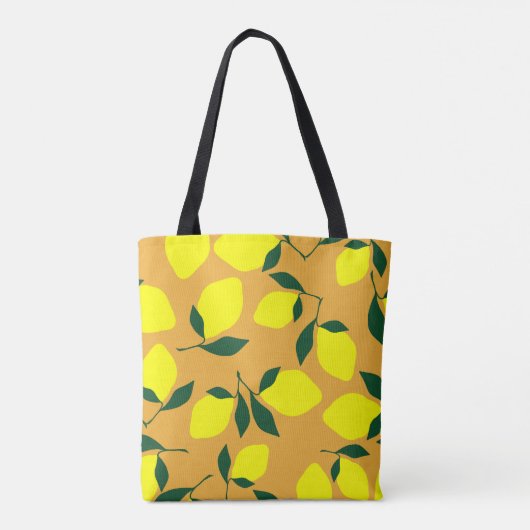 Tote Bag Motif citron simple, arrière - plan orange. (Dos)