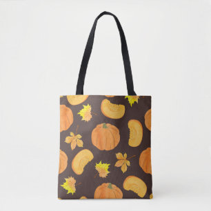 Tote Bag Motif citrouille vintage imperméable. Veget