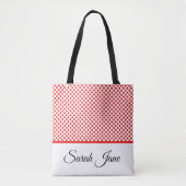 Tote Bag Motif Classique Chic Points Rouges Nom Personnalis (Devant)