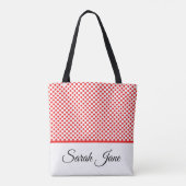 Tote Bag Motif Classique Chic Points Rouges Nom Personnalis (Dos)