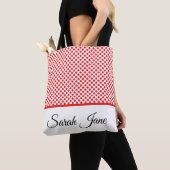 Tote Bag Motif Classique Chic Points Rouges Nom Personnalis (De près)