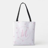 Tote Bag Motif Coeur rose Fille Romantique Monogramme (Dos)